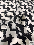 Painterly Cross Graphic Printed Silk Crepe de Chine - Black / Off-White