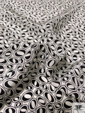 Oval Shapes Printed Silk Crepe de Chine - Black / Off-White
