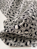 Oval Shapes Printed Silk Crepe de Chine - Black / Off-White