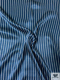 Vertical Duo Striped Printed Silk Charmeuse - Navy / White