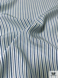 Arrow Striped Matte-Side Printed Silk Charmeuse - Periwinkle-Blue / Navy / White