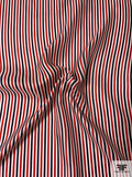 Patriotic Vertical Striped Silk Twill - Navy / Red / White