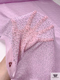 Miniature Hearts on Stems Printed Silk Chiffon - Pink / Black / Grey