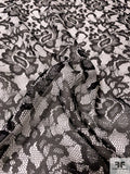 Floral Lace-Look Printed Silk Chiffon - Black / White
