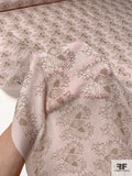 Exotic Insect Printed Fine Silk Georgette - Ballet Slipper Pink / Light Brown