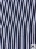 Vertical Striped Printed Silk Crepe de Chine - Navy / White