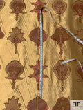 Medieval Ecclesiastical Inspired Printed Silk Shantung Taffeta - Muted Antique Gold / Browns / Dusty Rose