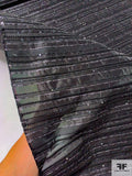 Italian Silk Blend Organza with Textured Yarn Stripes and Sequins - Black / Grey / Silver