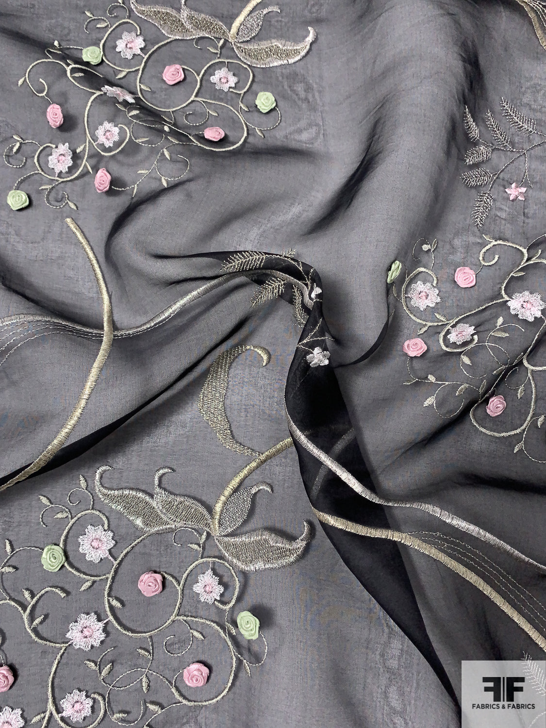 Organza Fabric, Embossed Classic Pattern • Promenade Fine Fabrics