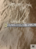 Palm Tree Embroidered Silk Shantung Taffeta - Shiny Tan / Earth