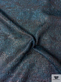 Textured Cloqué Metallic Polyester Organza - Teal / Black