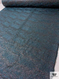 Textured Cloqué Metallic Polyester Organza - Teal / Black