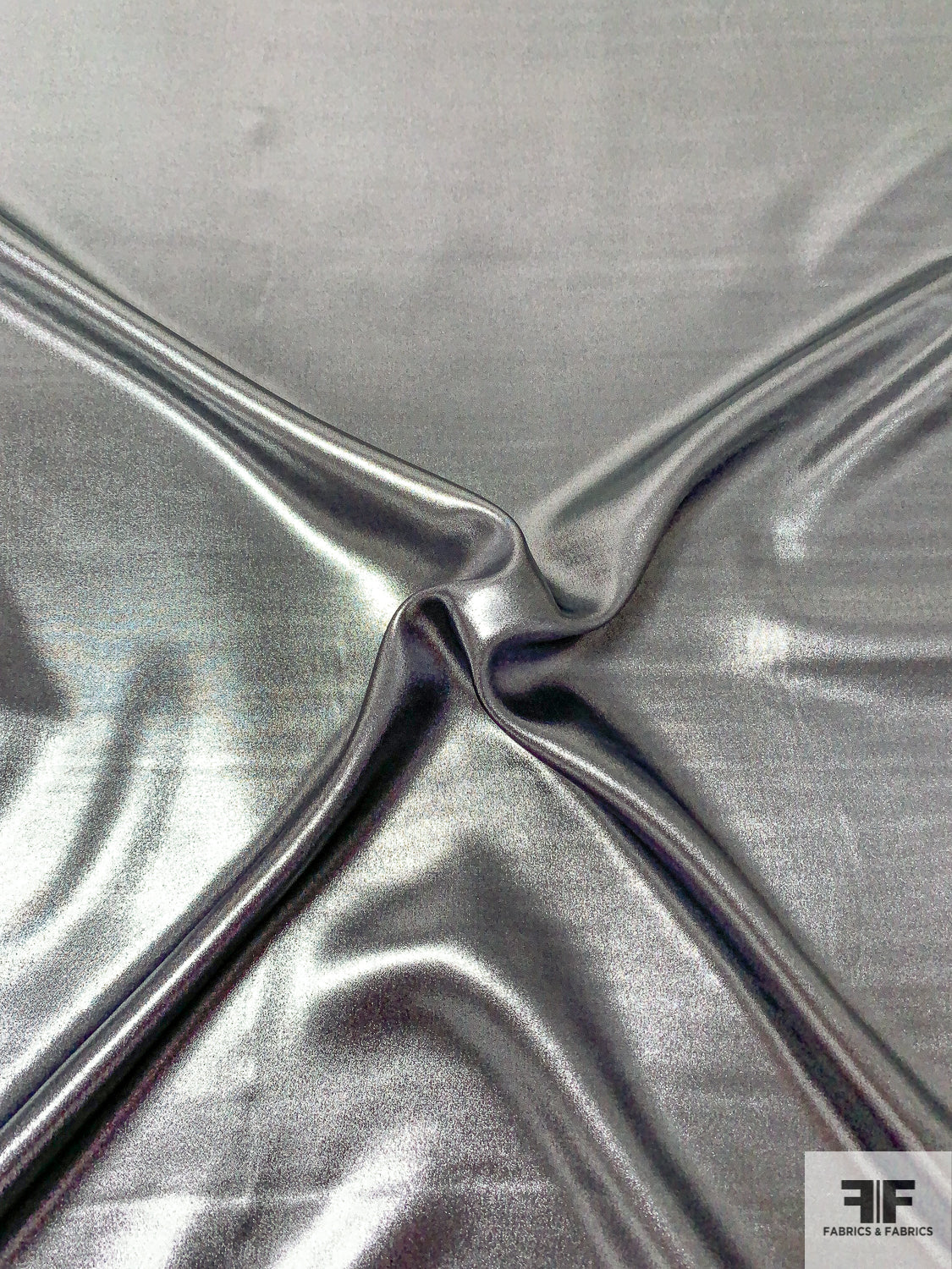 Italian Metallic Foil Printed Silk Charmeuse - Silver