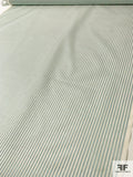Vertical Satin Striped Silk Organza - Dusty Aqua / Off-White