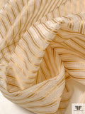 Vertical Satin Striped Silk Organza - Tan / Off-White