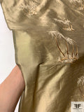 Palm Tree Embroidered Silk Shantung Taffeta - Antique Brass