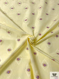 French Floral Frames Cotton Blend Jacquard - Pale Yellow / Burnt Orange / Violet