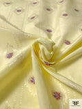 French Floral Frames Cotton Blend Jacquard - Pale Yellow / Burnt Orange / Violet