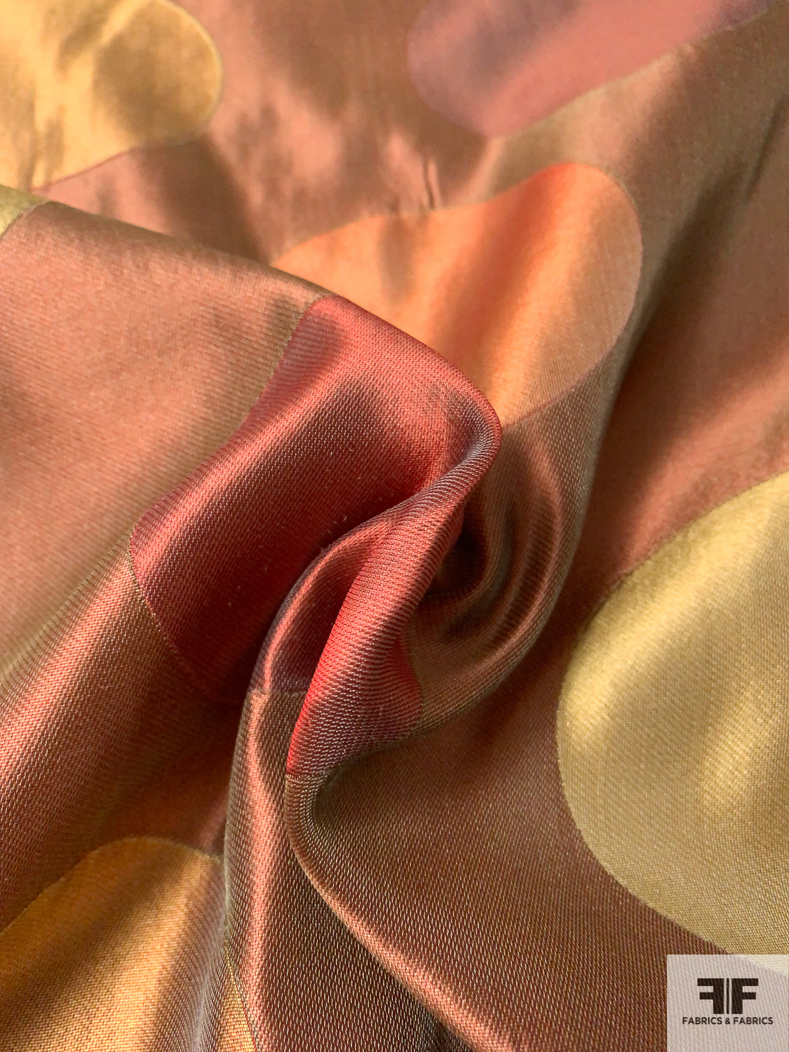 Circle Pattern 2-Ply Double Sided Light Taffeta Organza - Copper / Antique Gold