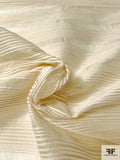 Italian Polyester Organza with Horizontal Cotton Yarn Stripes - Off-White / Cream