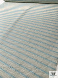 Italian Polyester Organza with Horizontal Cotton Yarn Stripes - Dusty Aqua / Cream
