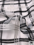 Windowpane Plaid Embroidered Polyester Organza - White / Black