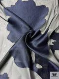 Large Scale Floral Fil Coupé Polyester Organza - Navy / Black