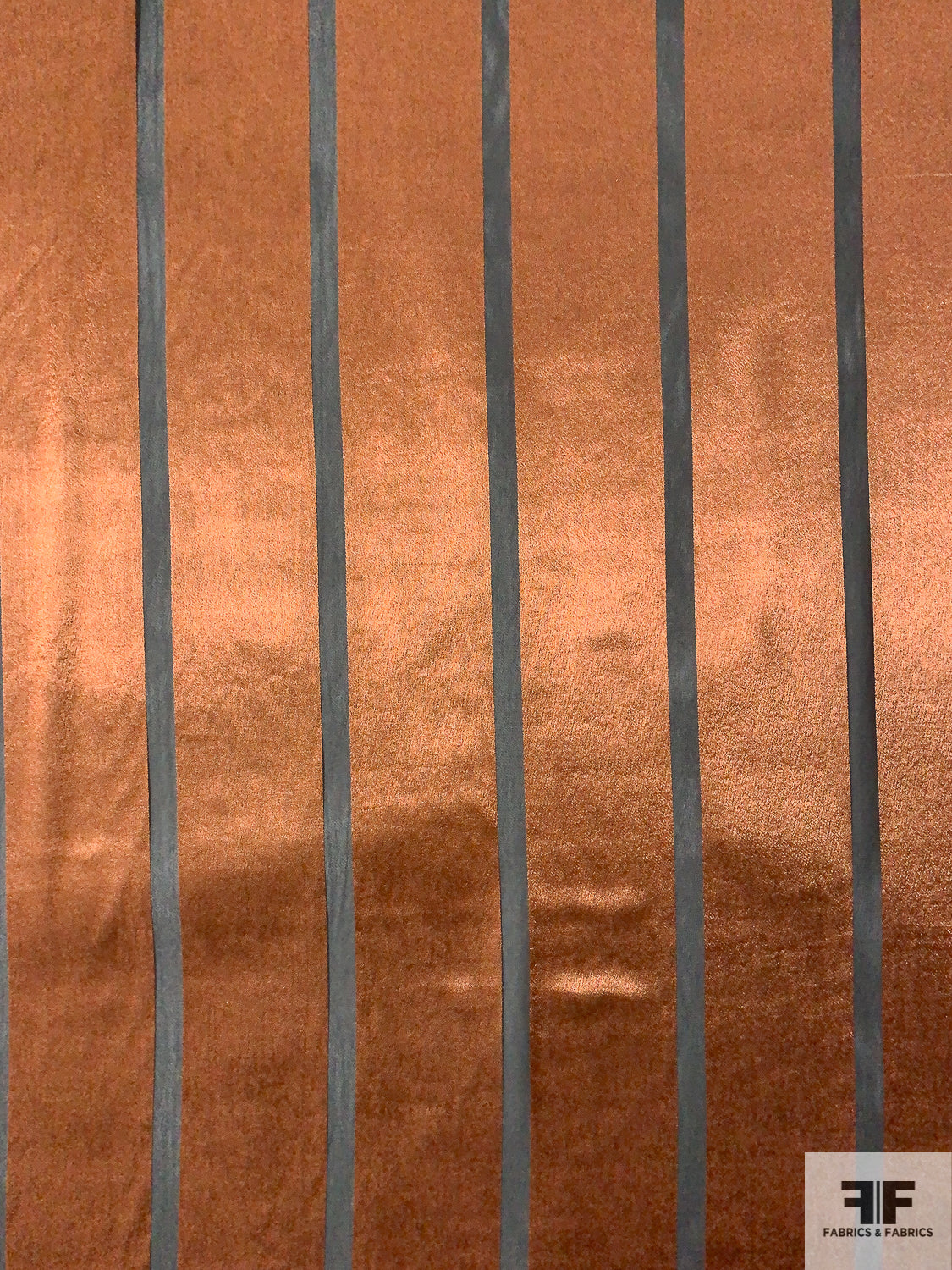 Italian Satin Striped Polyester Blend Chiffon - Copper / Black - Fabric by  the Yard