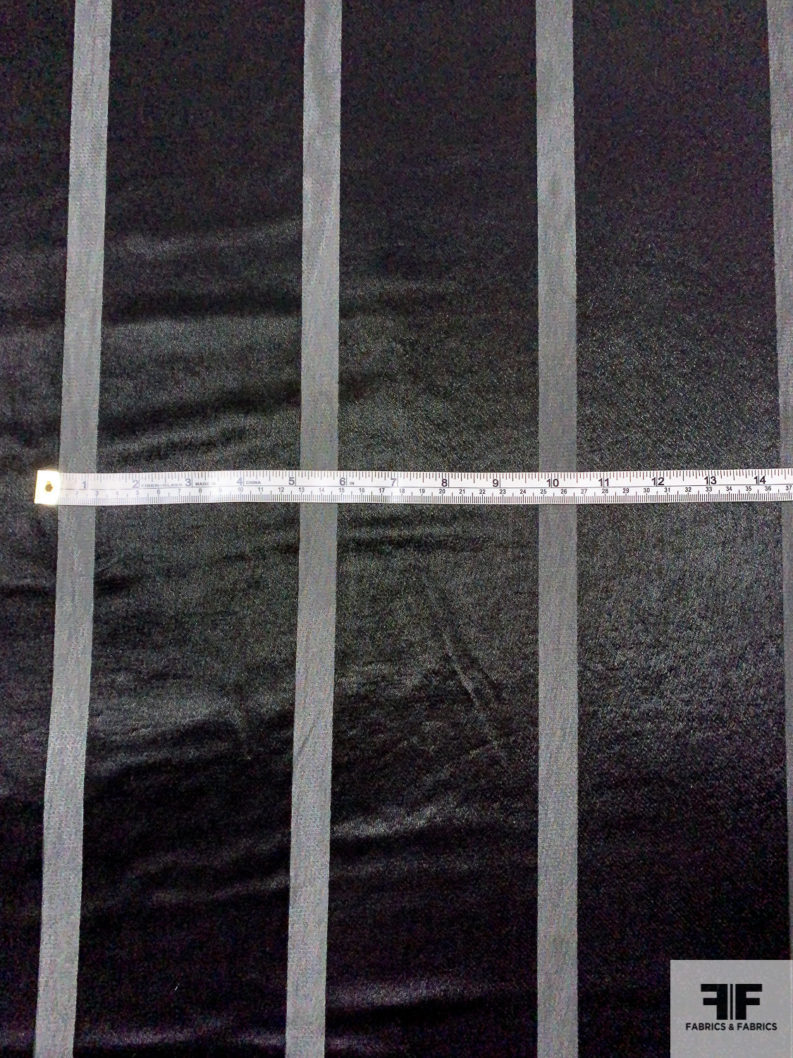 Italian Satin Striped Polyester Blend Chiffon - Black