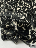 Italian Vintage DVF Stretch Panné Velvet Knit Panel - Black / Cream