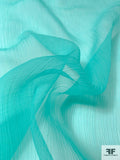 Italian Solid Crinkled Silk Organza - Aqua Green