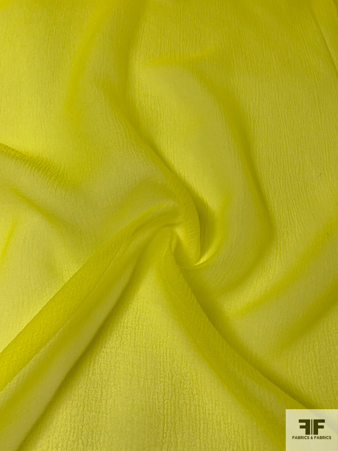 Italian Solid Crinkled Polyester Organza - Vibrant Yellow