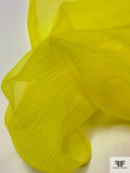 Italian Solid Crinkled Polyester Organza - Vibrant Yellow