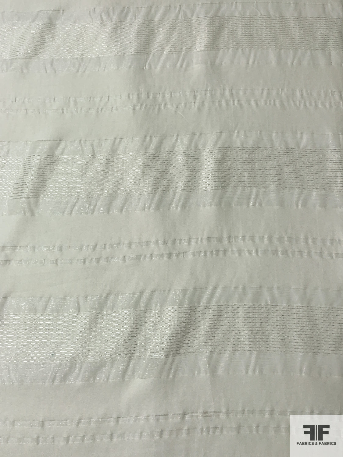 Multi-Striped Shimmer Organza with Birdseye Pattern - Off-White
