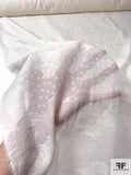 Italian Floral and Dotted Jacquard Silk and Cotton Soft Gazar - Off-White