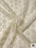 Sunflower Embroidered Polyester Organza - Ivory / White
