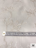 Italian Exotic and Ethereal Satin Face Organza with Floral Embroidery - White / Light Ivory