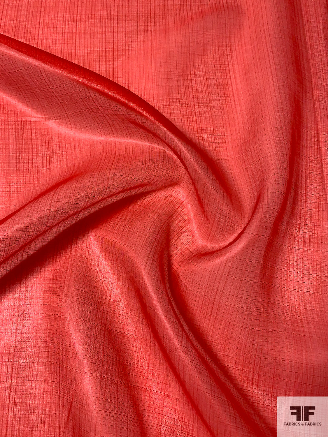 Italian Solid Gauzy-Look Silk Organza - Summer Red