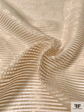 Italian Horizontal Textured Striped Abstract Organza - Beige