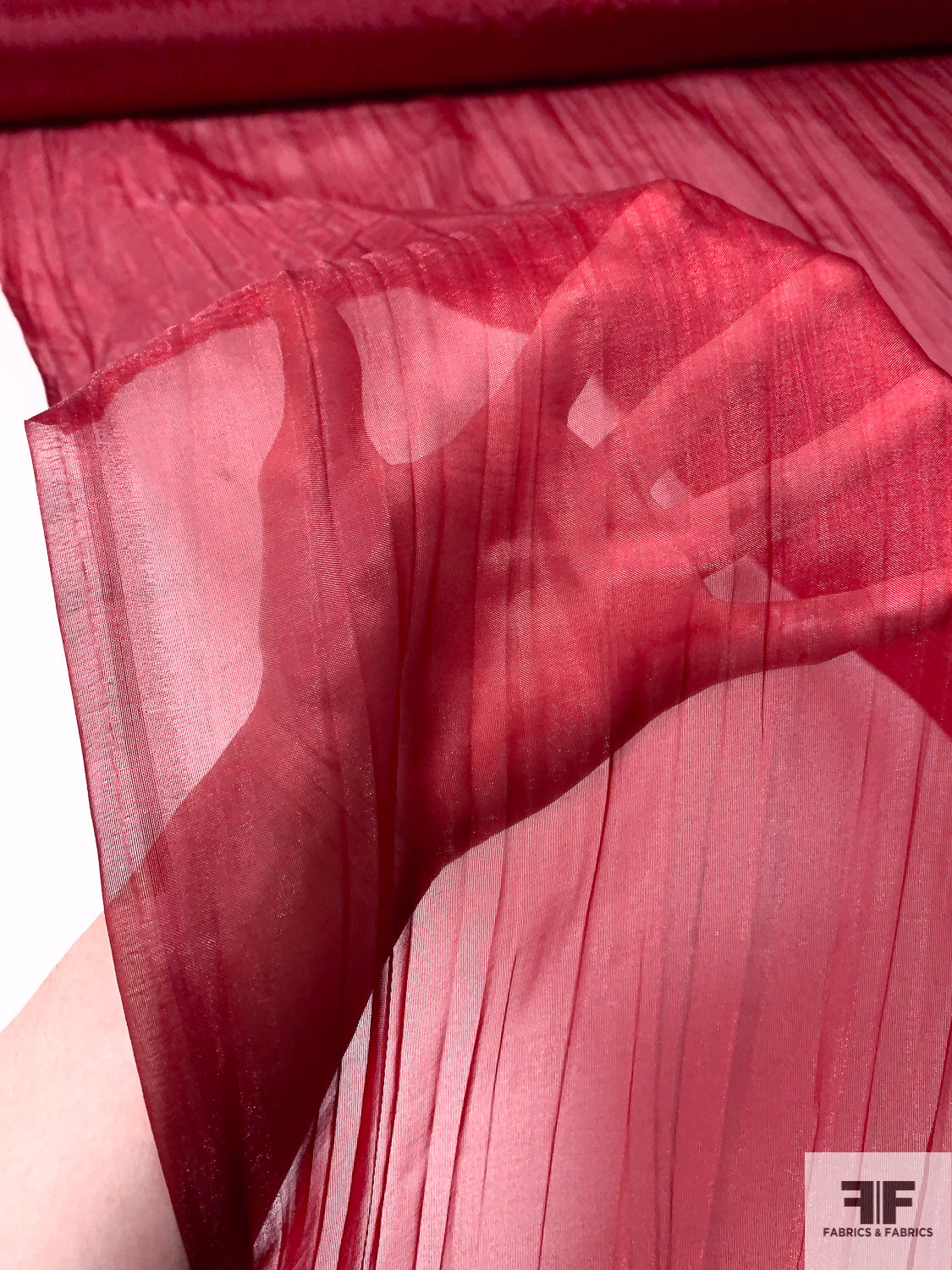 Italian Lightly Pleated Shimmery Polyester Organza - Sangria Red