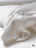 Italian Horizontal Cotton Stripes on Polyester Organza - White / Off-White