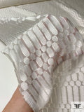 Italian Geometric Fil Coupé Silk and Cotton Organza - Ivory
