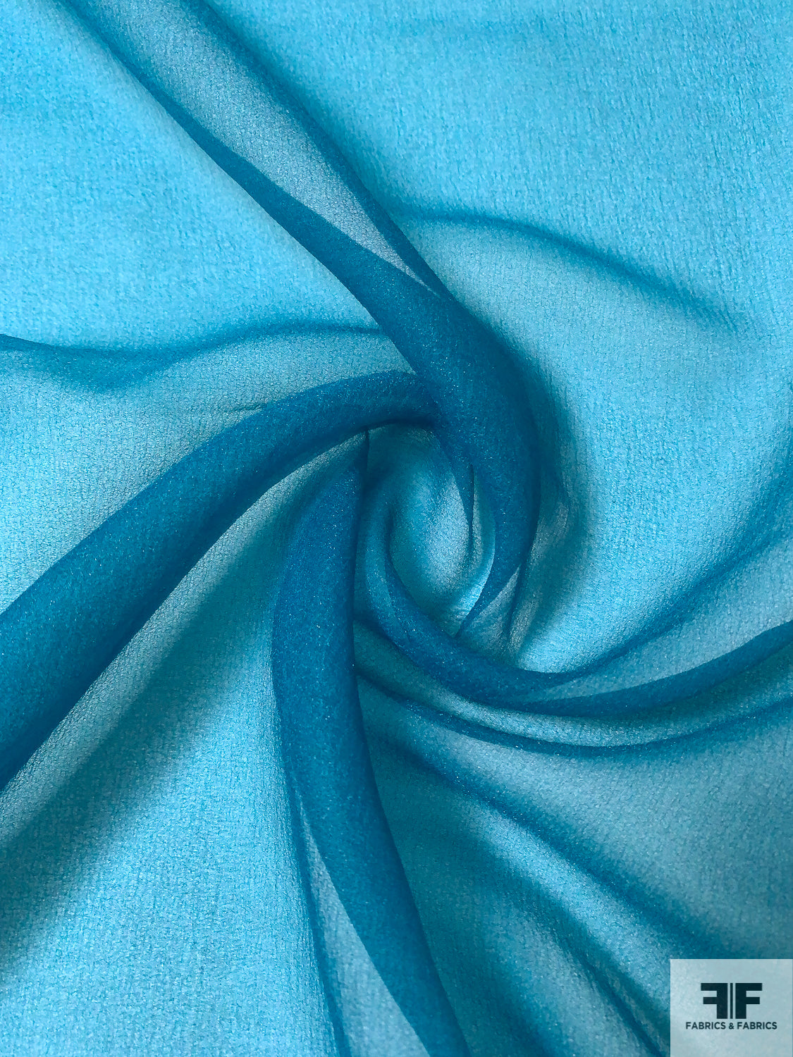 Italian Solid Crinkled Polyester Organza - Cyan Blue | FABRICS ...