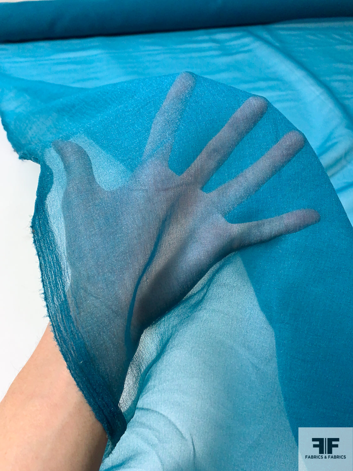 Italian Solid Crinkled Polyester Organza - Cyan Blue | FABRICS ...
