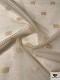 Rectangles Fil Coupé Stiff Silk Organza with Lurex Stitching - Light Peach / Gold