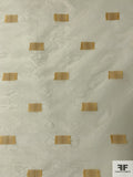 Rectangles Fil Coupé Stiff Silk Organza with Lurex Stitching - Yellow-Gold / Cream