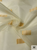 Rectangles Fil Coupé Stiff Silk Organza with Lurex Stitching - Yellow-Gold / Cream