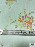 Dainty Floral Bouquets Printed Silk Chiffon - Celeste / Orange / Violet / Green