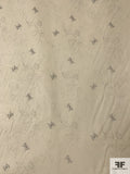 Faintly Sketched Butterfly Floral Printed Silk Chiffon - Creamy Beige / Grey