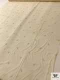 Faintly Sketched Butterly Floral Printed Silk Chiffon - Creamy Beige / Grey